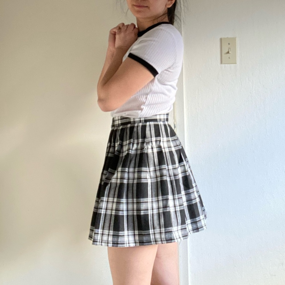 Plaid Black & White Skirt